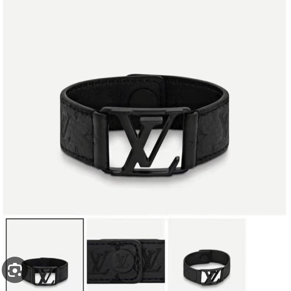 Discontinued Louis Vuitton Leather Initials Graphite Bracelet